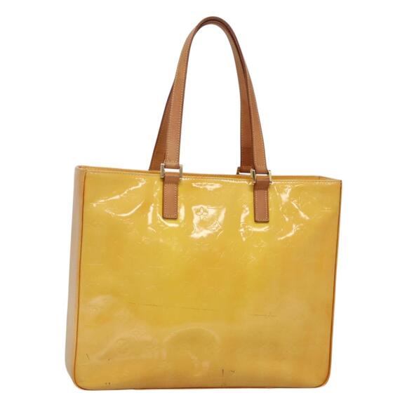 LOUIS VUITTON Monogram Vernis Columbus Tote Bag Lime Yellow M91047 - Picture 1 of 16